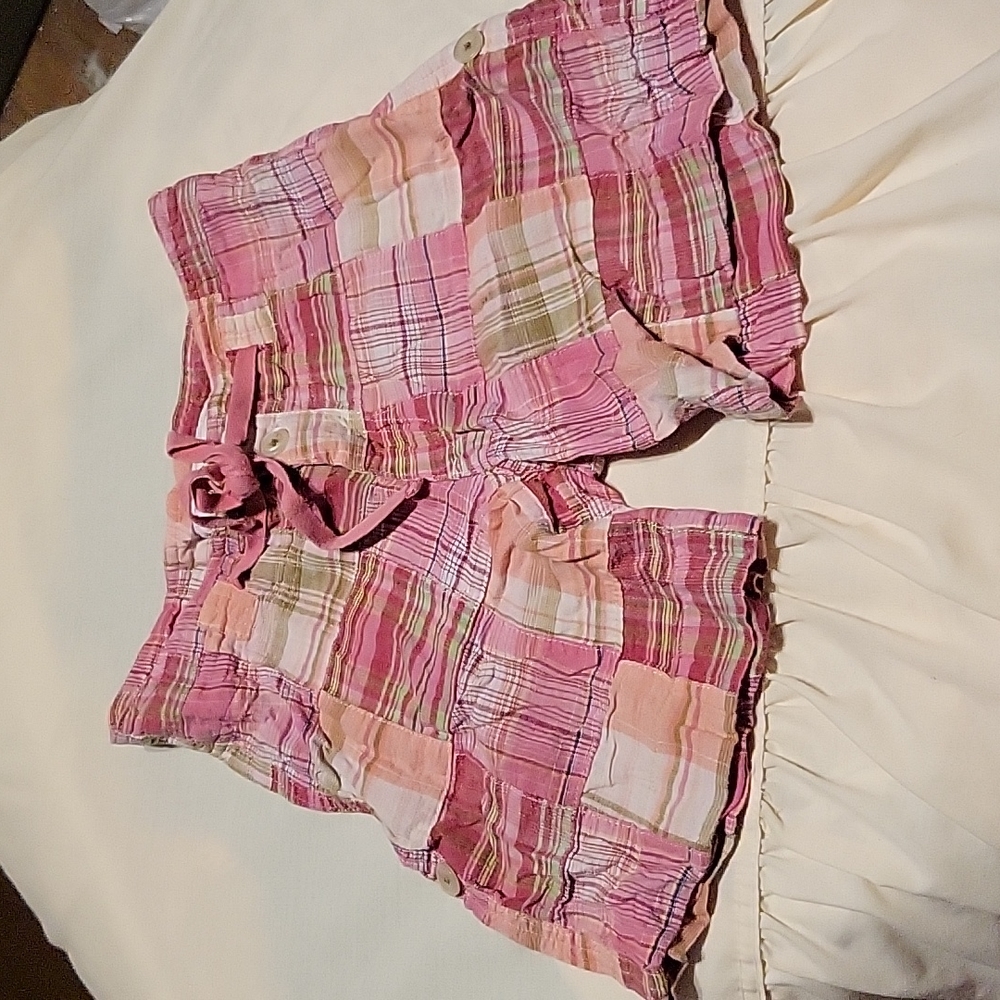 Girl's Pink Plaid cotton shorts